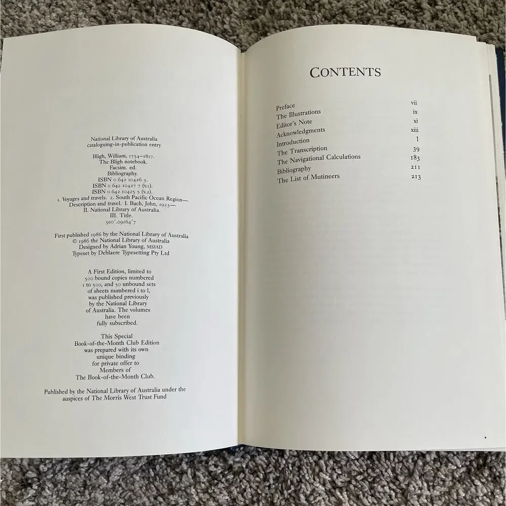The Bligh Notebook Transcription Volume II National Library of Australia 1987 VG